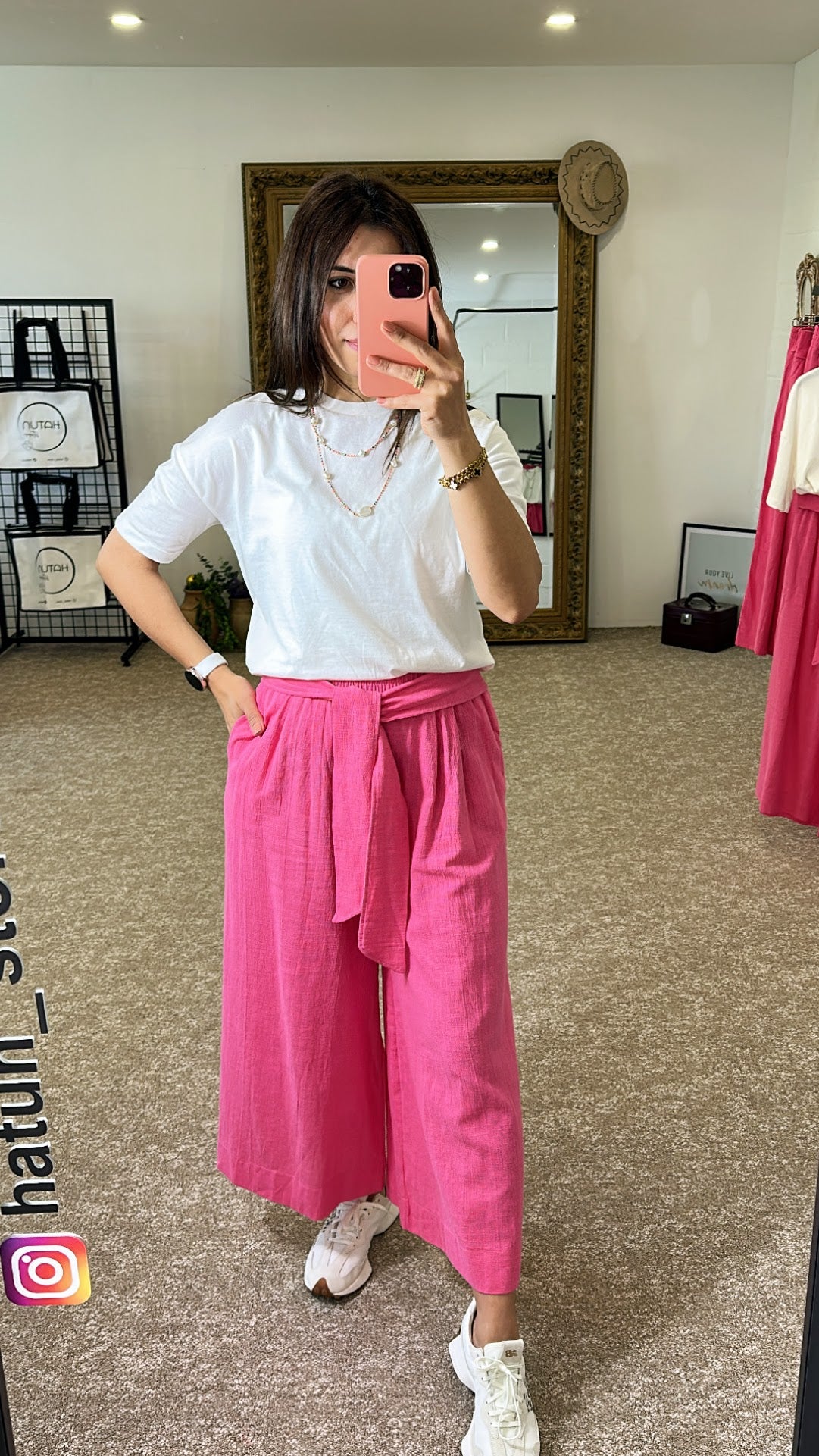 Pink Linen Loose Trousers