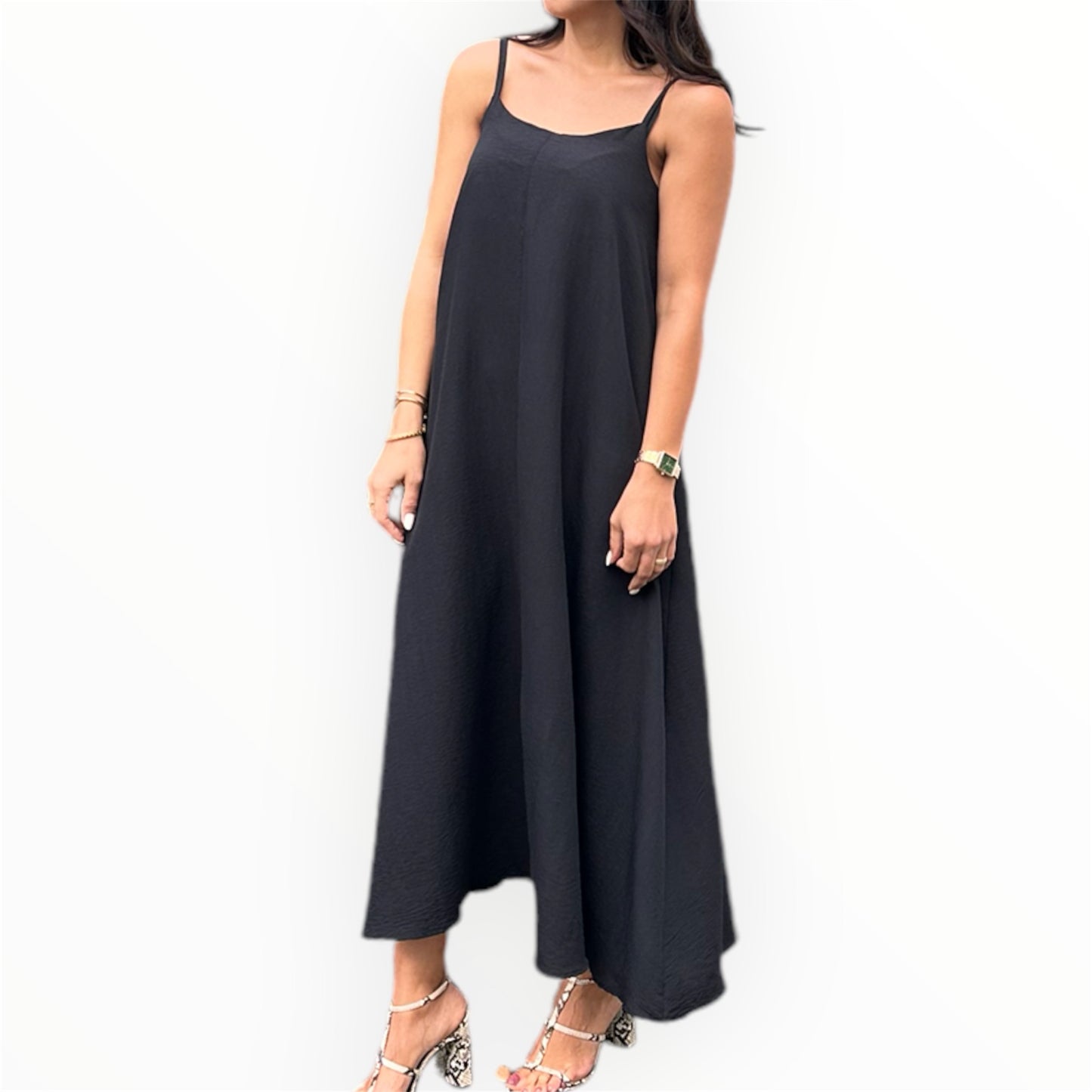 Serene Flow Maxi elbise - siyah