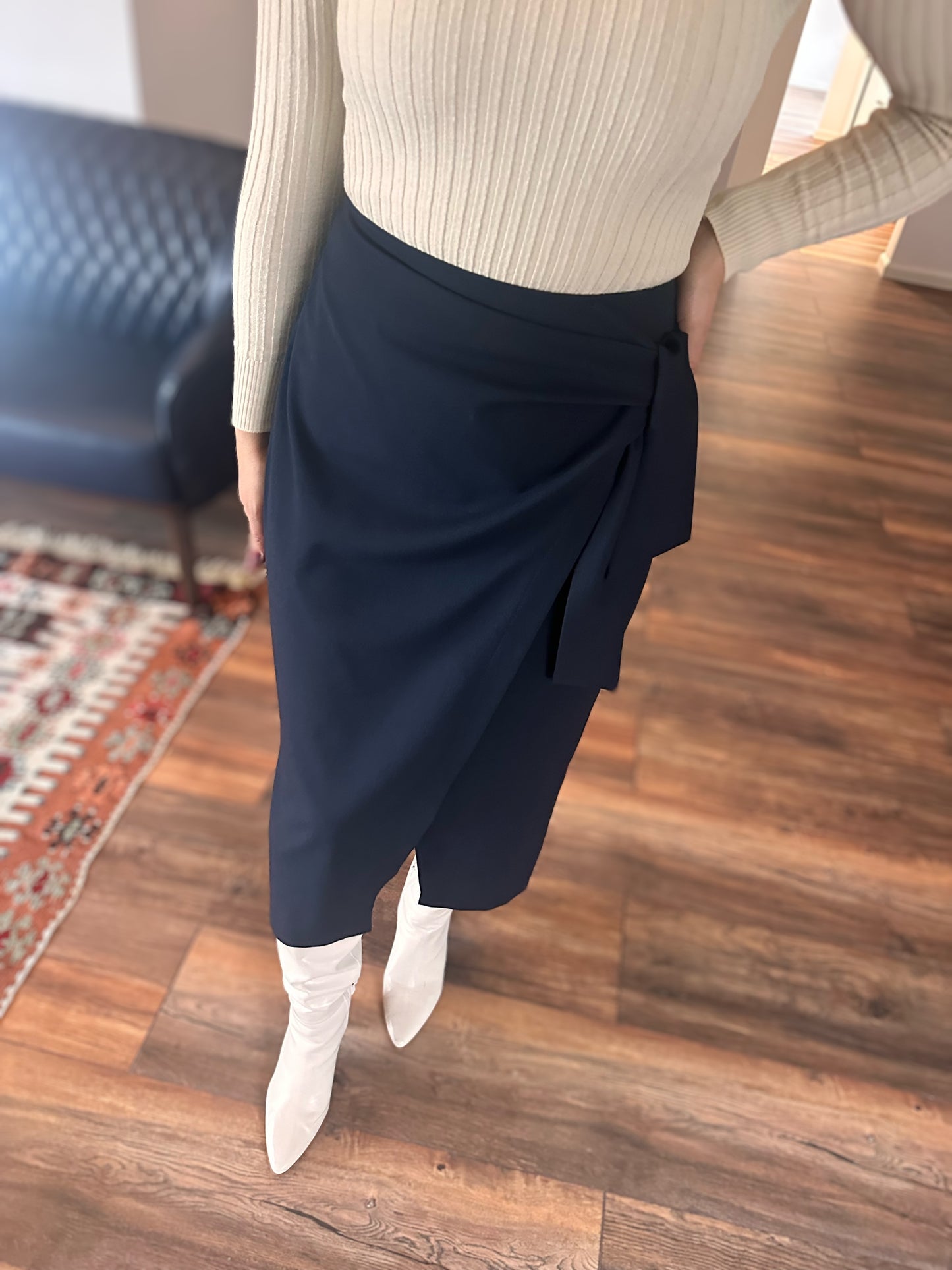 Half length pareo skirt - Navy Blue