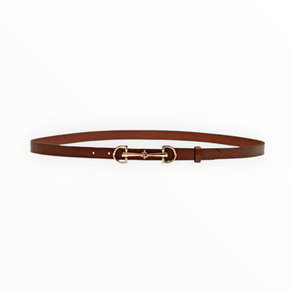 Brown Thin Belt with double long buckle