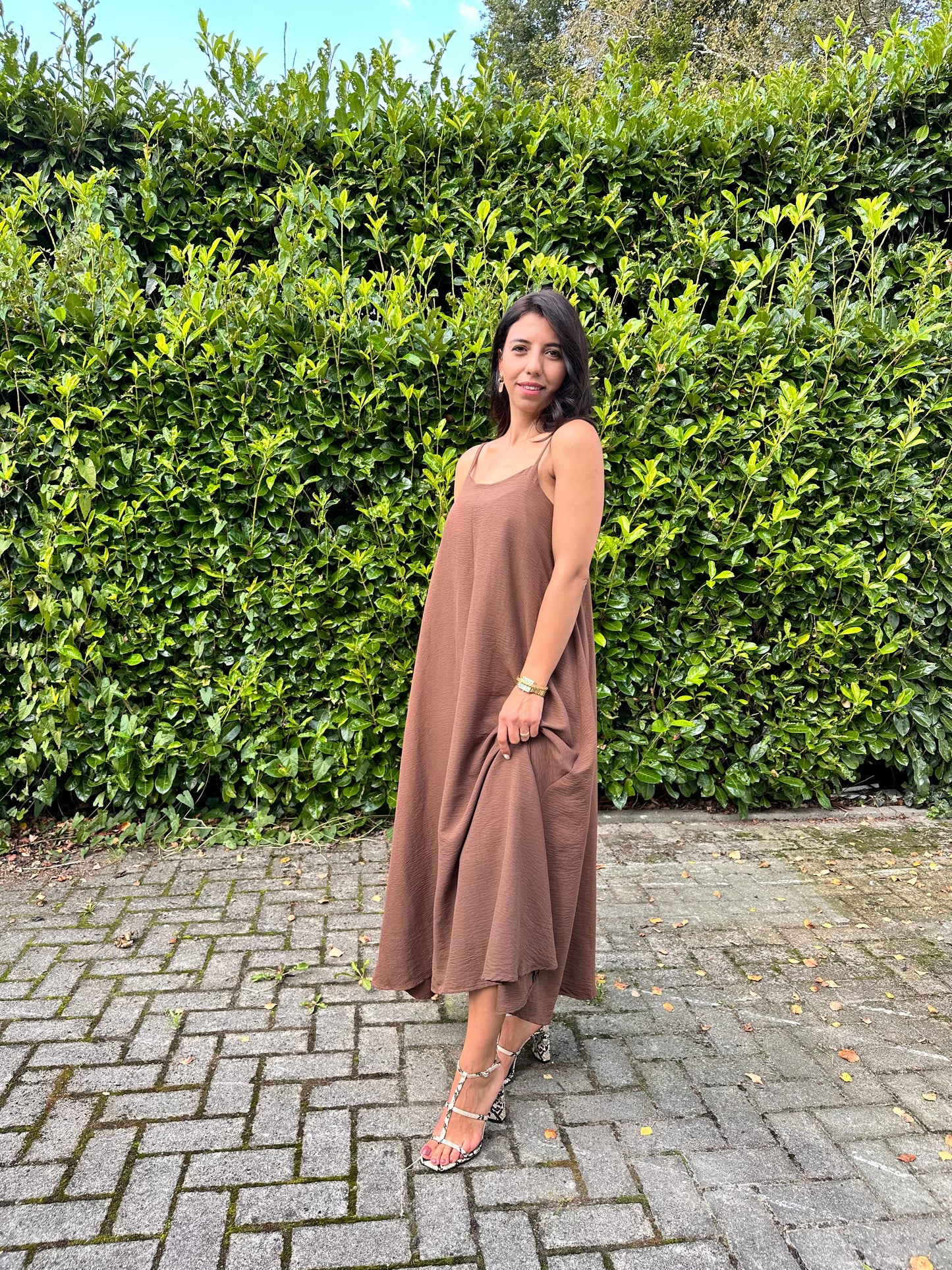 Serene Flow Maxi elbise - Kahverengi