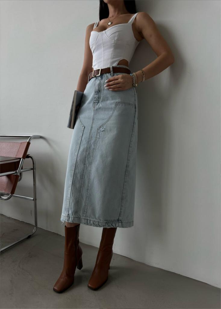 Denim Skirt, Back Split