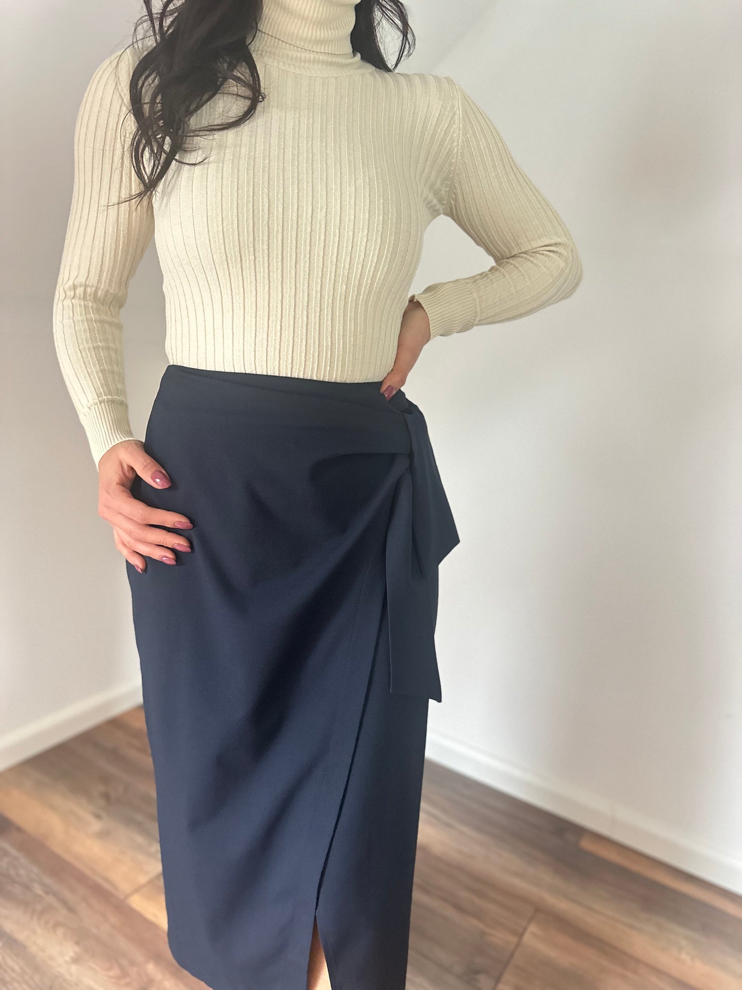 Half length pareo skirt - Navy Blue