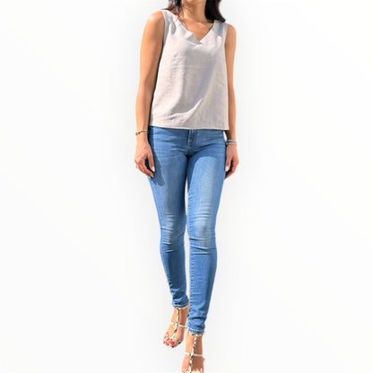 Vera V Neck Top - Gray