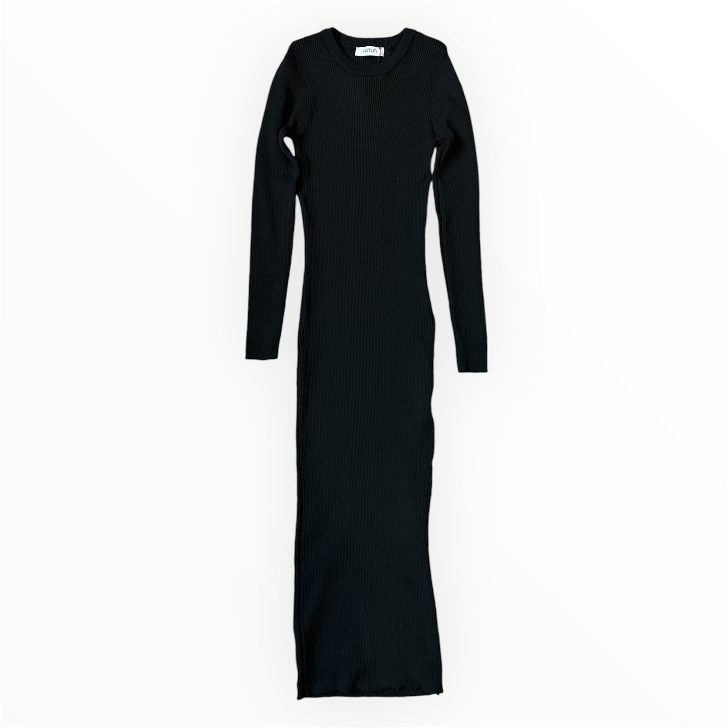 Firuze Stretch  Ribbed Knitwear Dress-Black