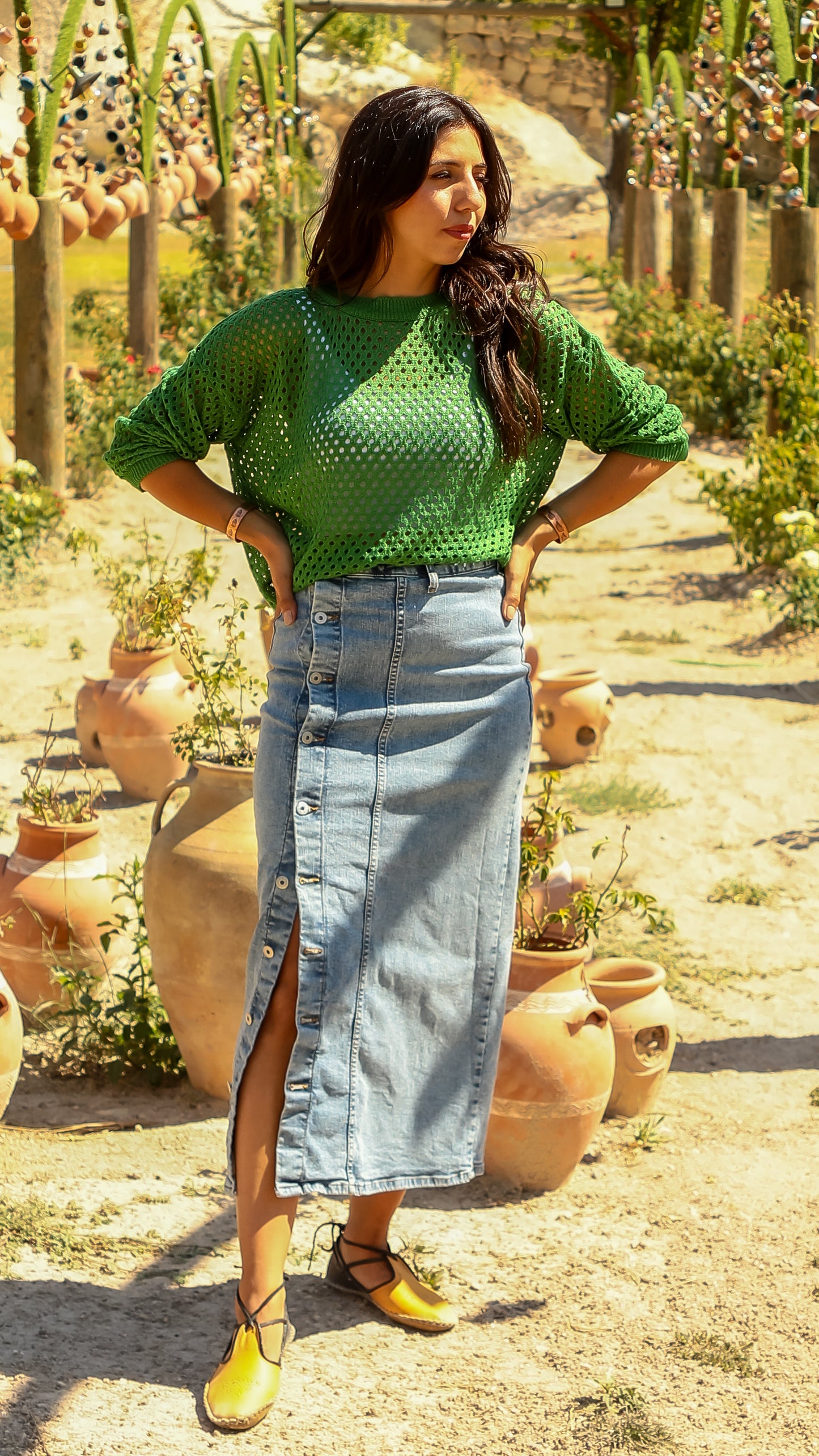 Buttons Denim Skirt