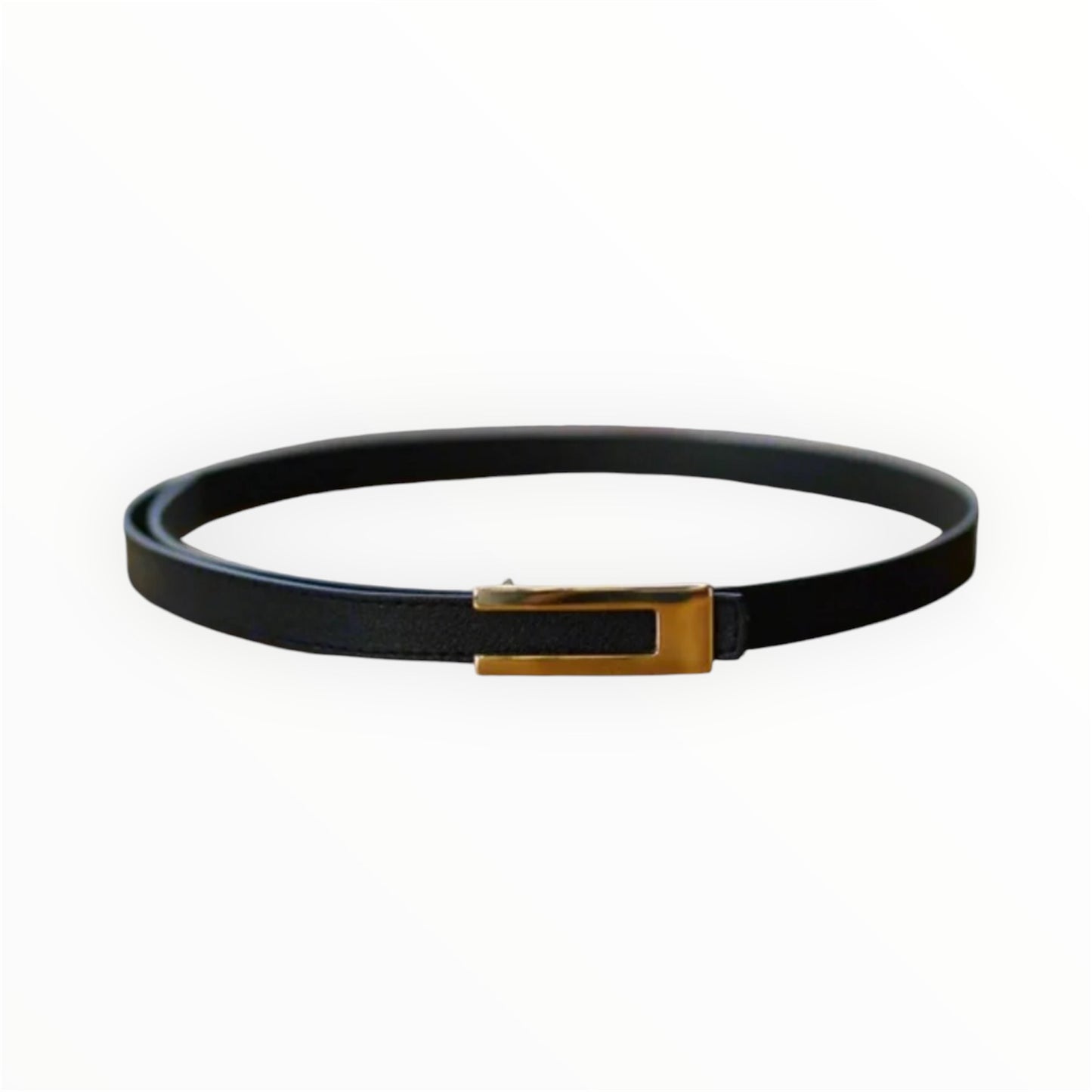 Black Thin Belt with gold buckle