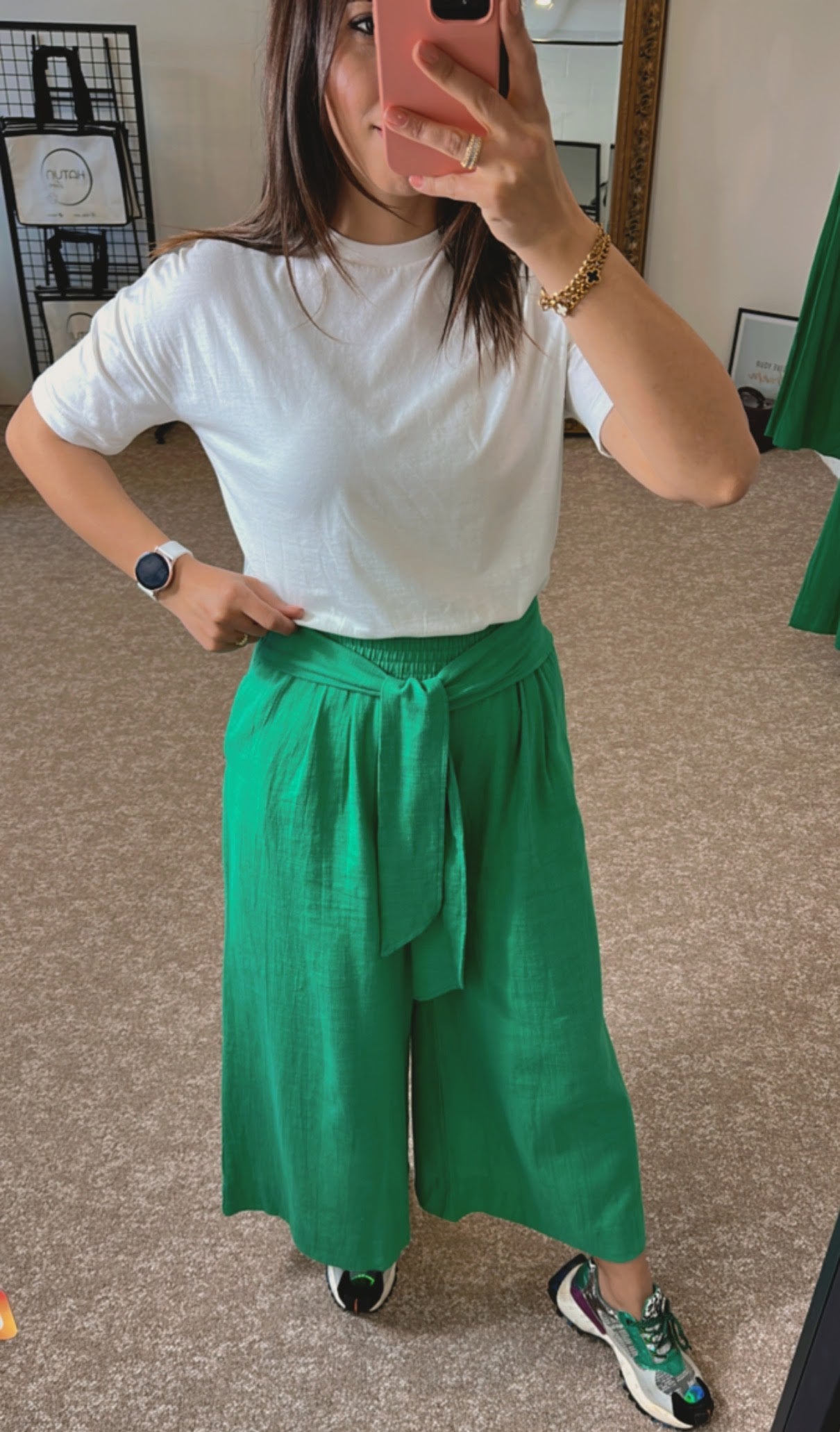 Green Linen Loose Trousers