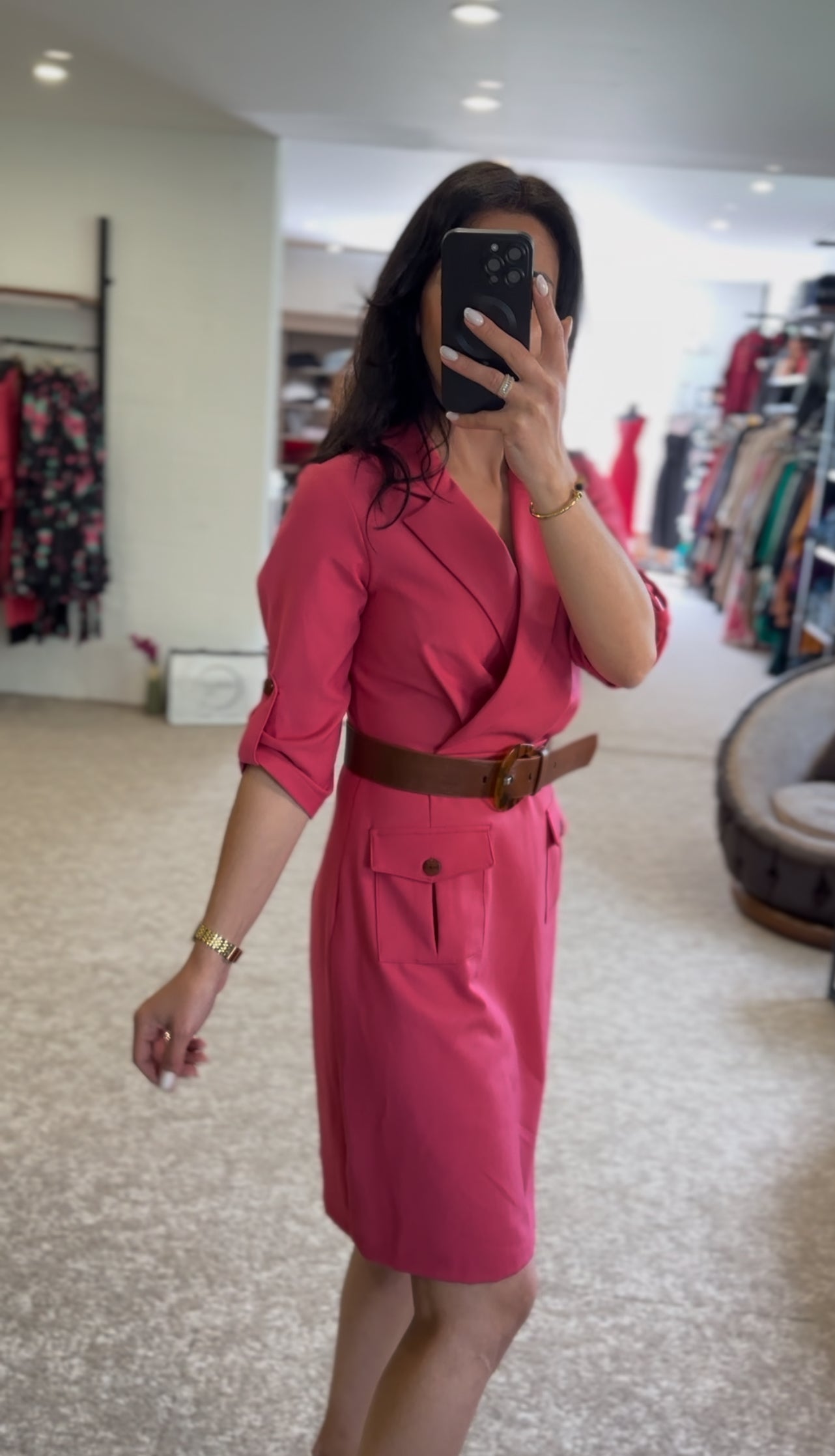 Fushia Dress With Belt