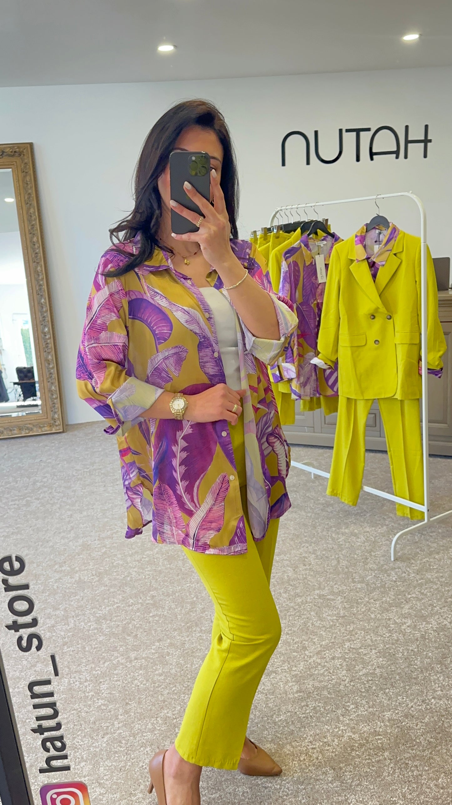 Premium Satin Blouse- Purple and Oil Green