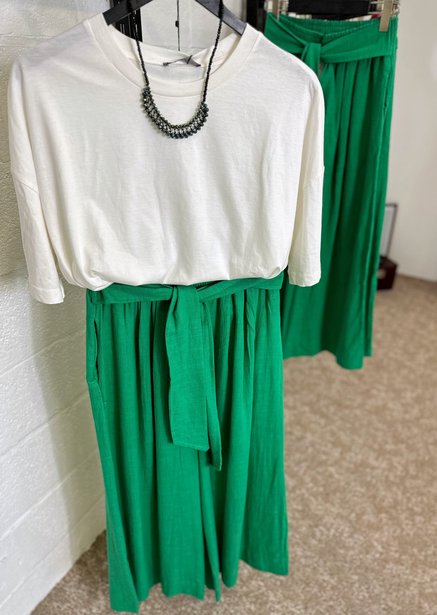 Green Linen Loose Trousers