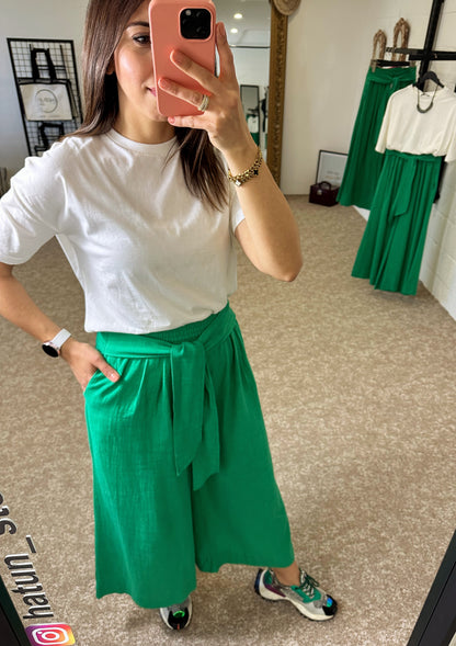 Green Linen Loose Trousers