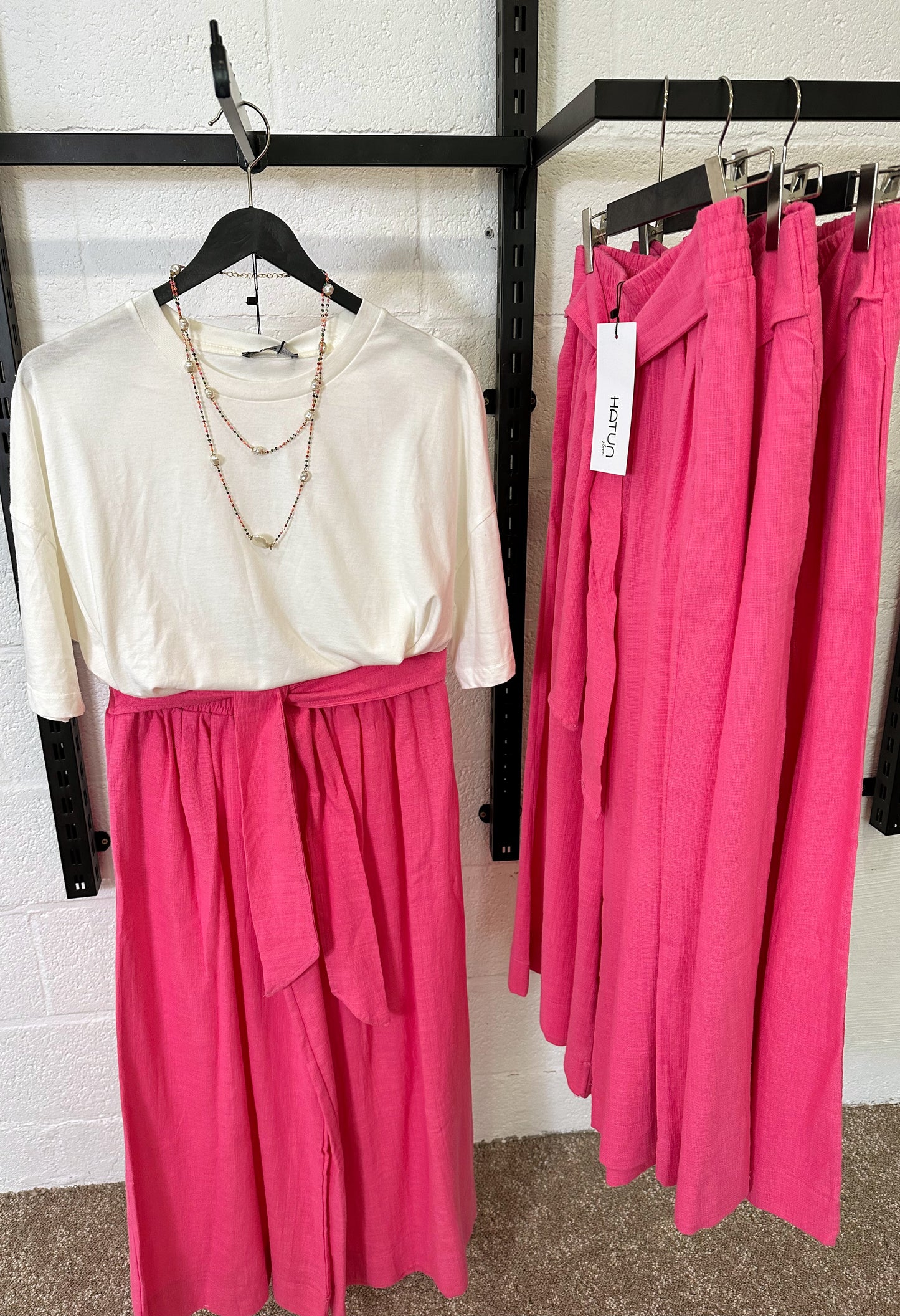 Pink Linen Loose Trousers