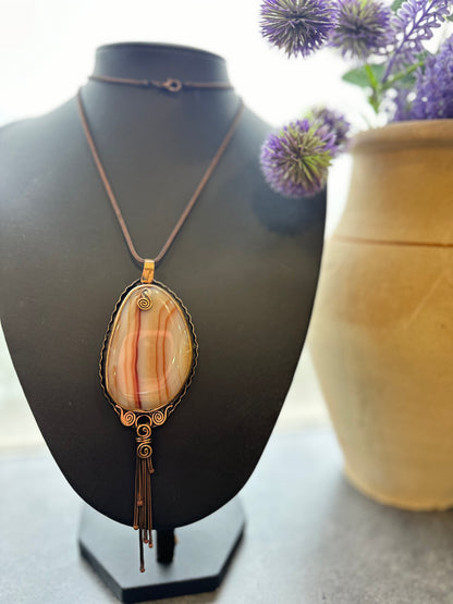 Handmade natural stone copper necklace