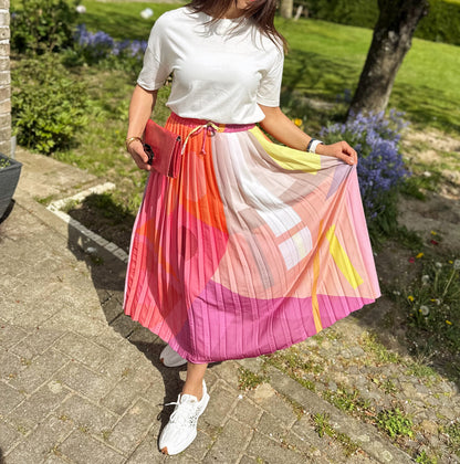 Summer Patterned Elastic Pleated Skirt