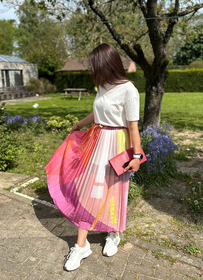 Summer Patterned Elastic Pleated Skirt