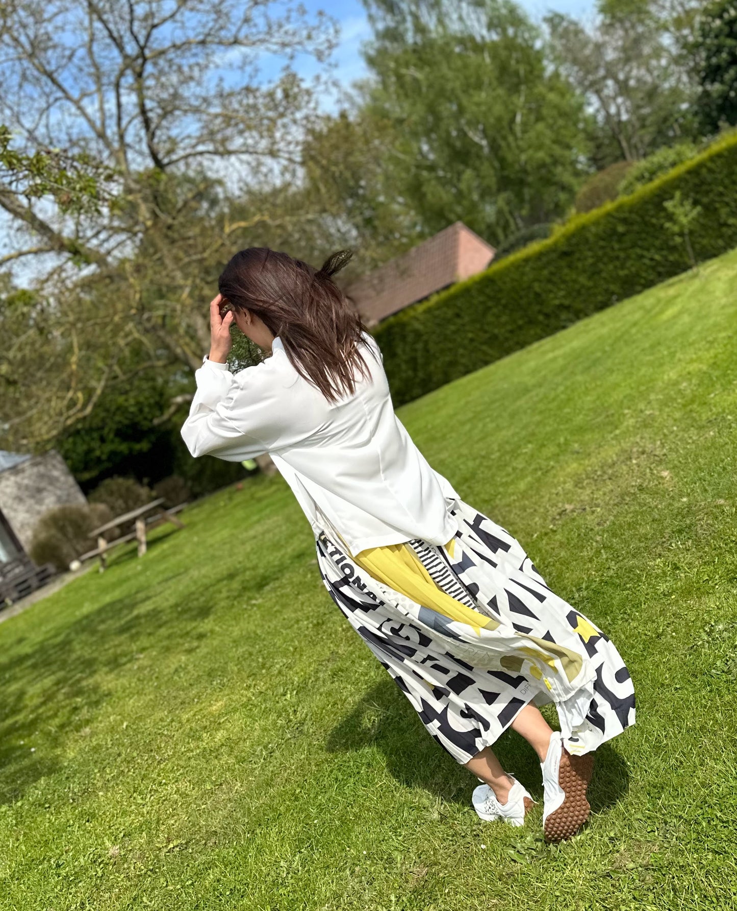 Sunny Patterned Elastic Pleated Skirt