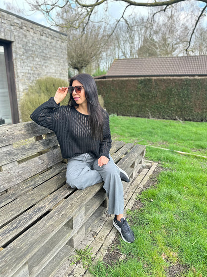 Gray wide leg trousers