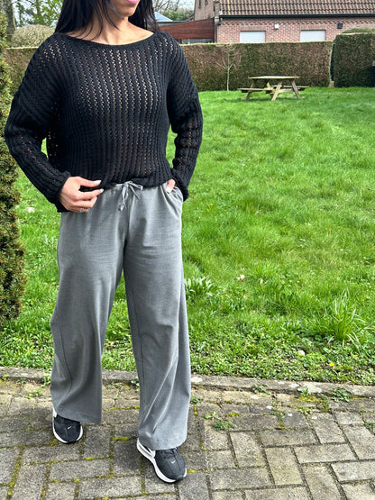 Gray wide leg trousers