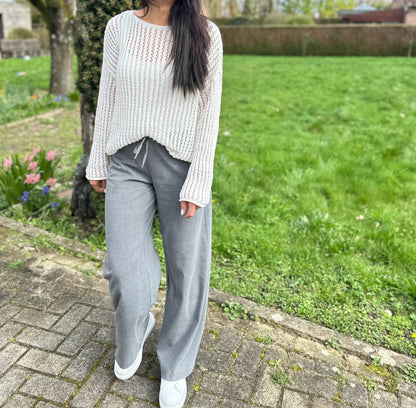 Gray wide leg trousers