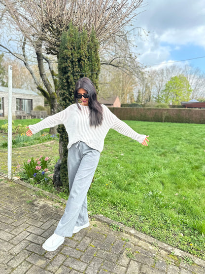 Gray wide leg trousers