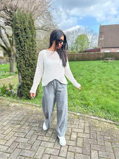 Gray wide leg trousers