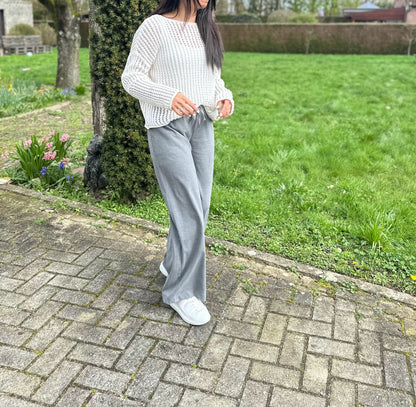 Gray wide leg trousers