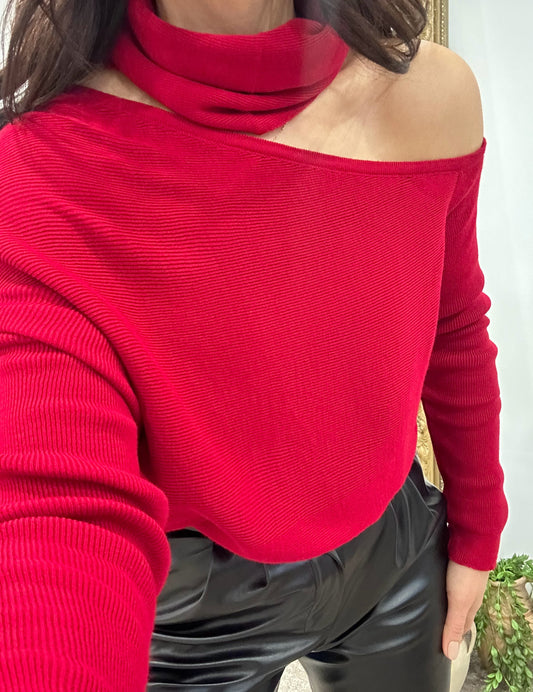 Sweater with detachable collar - Wine Red