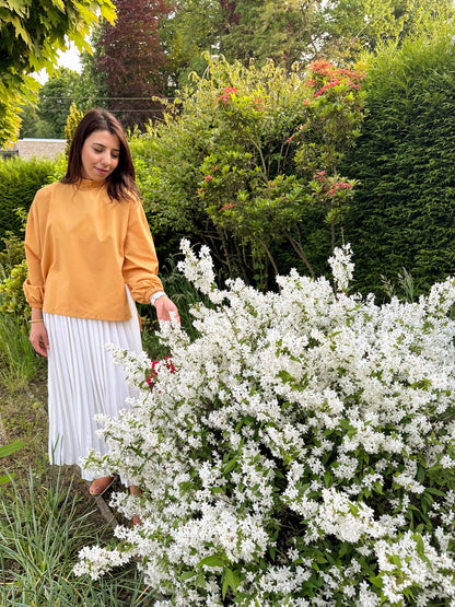 White Elastic Pleated Long Skirt