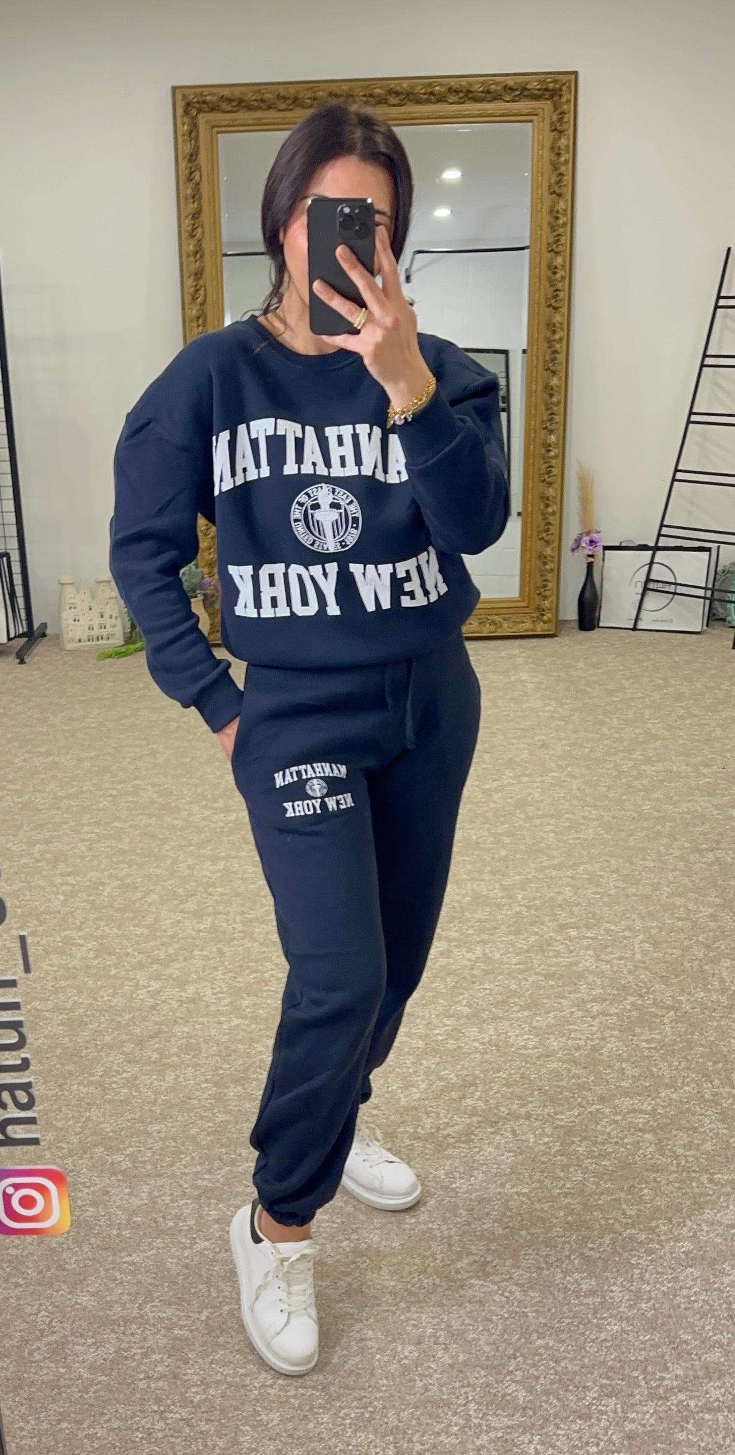 Basic Sweatshirt & Jogger Comfy Set - Navy Blue