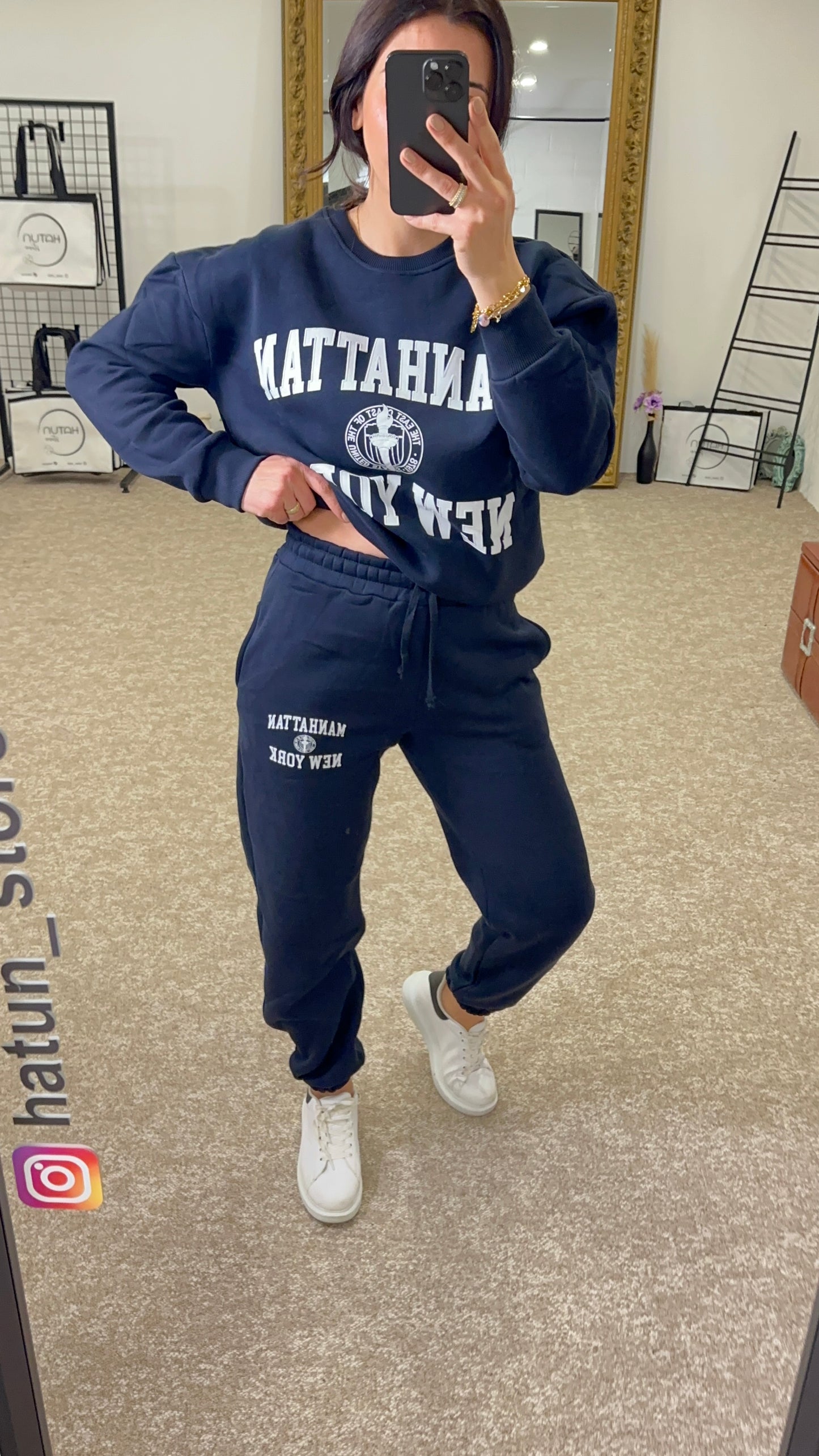 Basic Sweatshirt & Jogger Comfy Set - Navy Blue