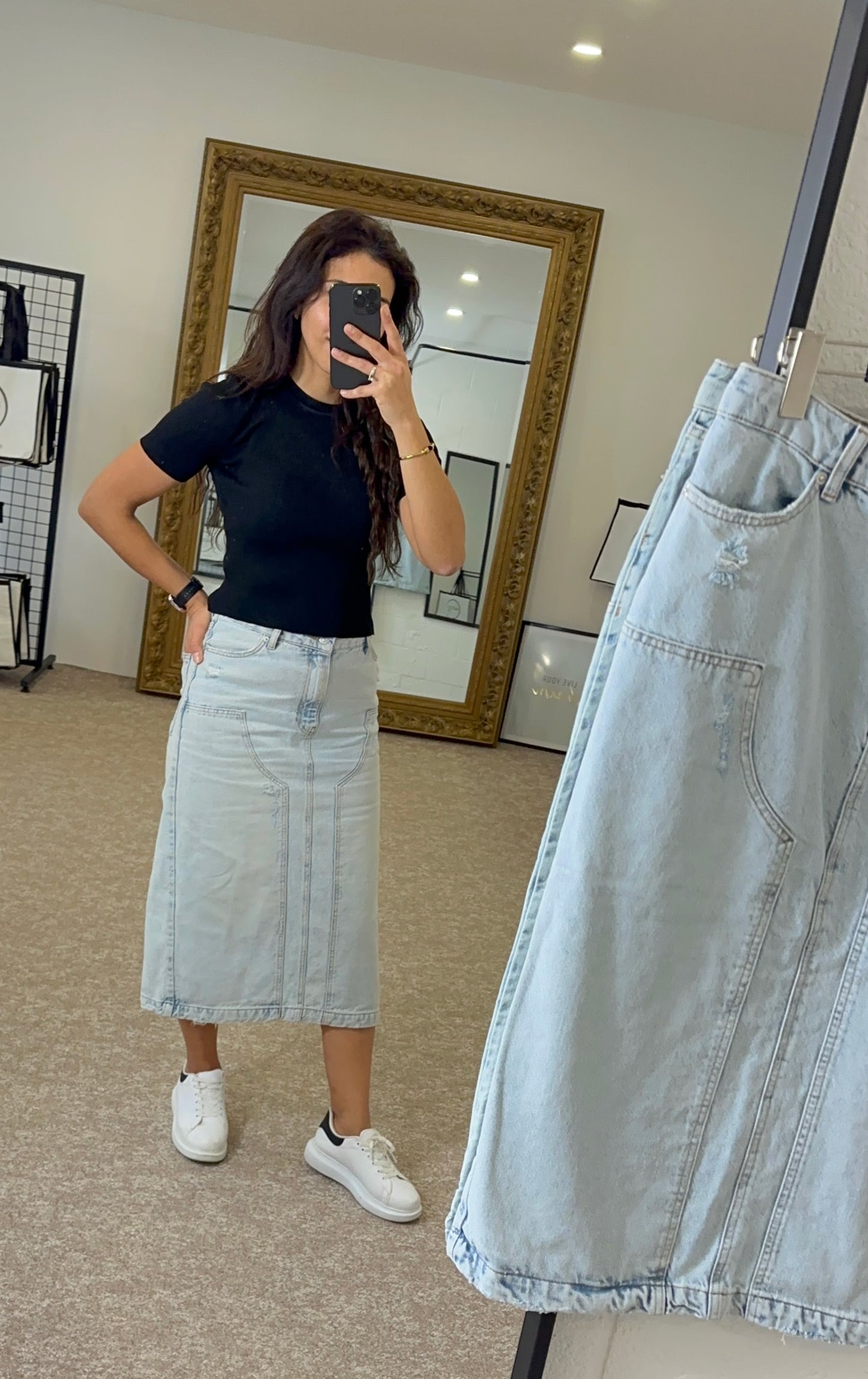 Denim Skirt, Back Split