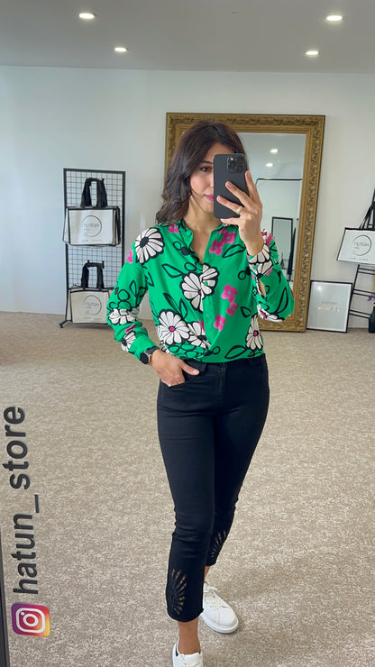 Blouse met Bloemen Patroon