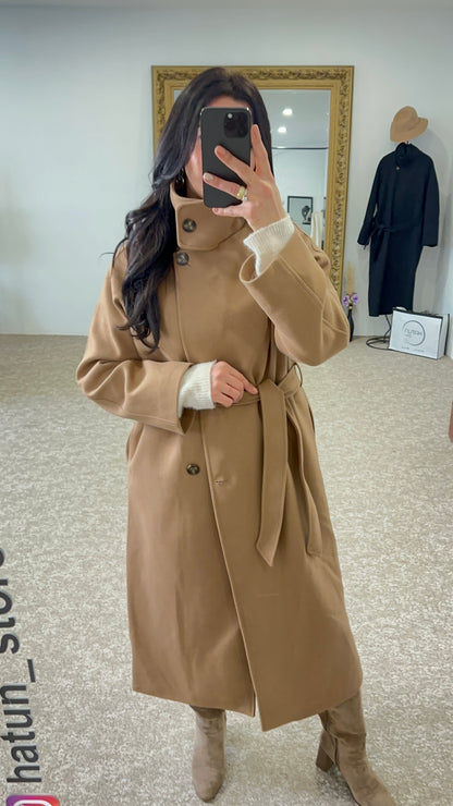 Waterproof Double Breasted Wool  Coat - Vizon