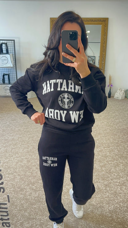 Basic Sweatshirt & Jogger Comfy Set - Black