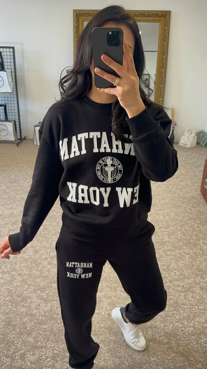 Basic Sweatshirt & Jogger Comfy Set - Black