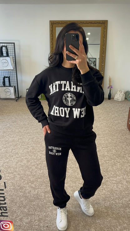 Basic Sweatshirt & Jogger Comfy Set - Black