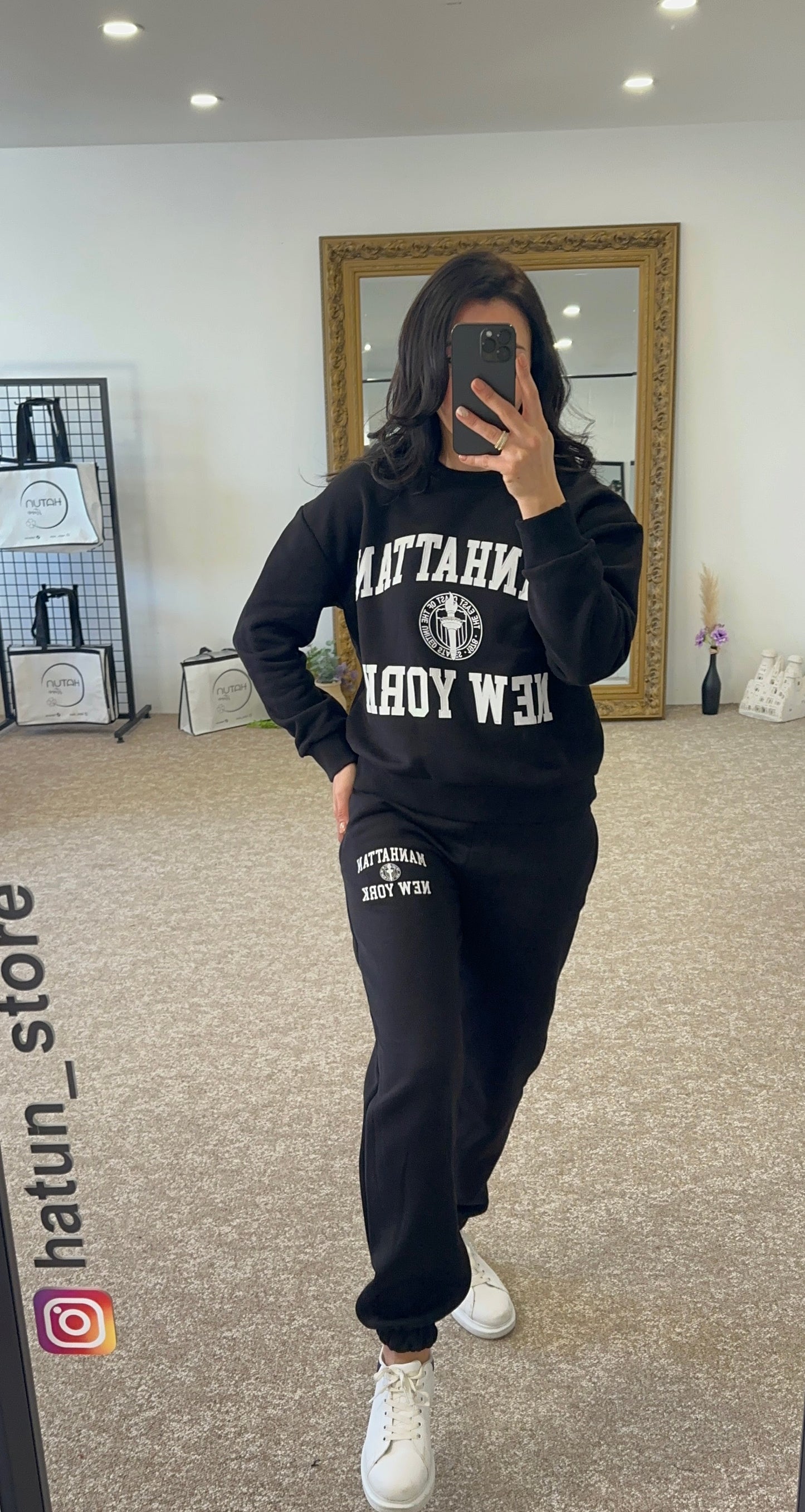 Basic Sweatshirt & Jogger Comfy Set - Black