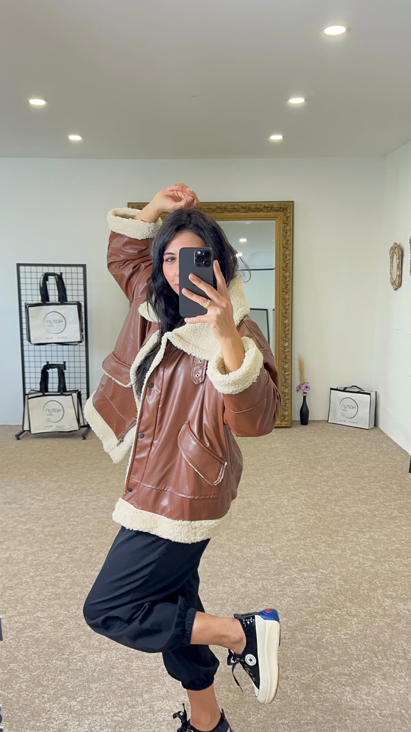 Double-sided Biker jacket
- Brown