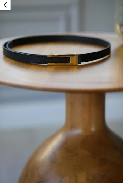 Black Thin Belt with gold buckle