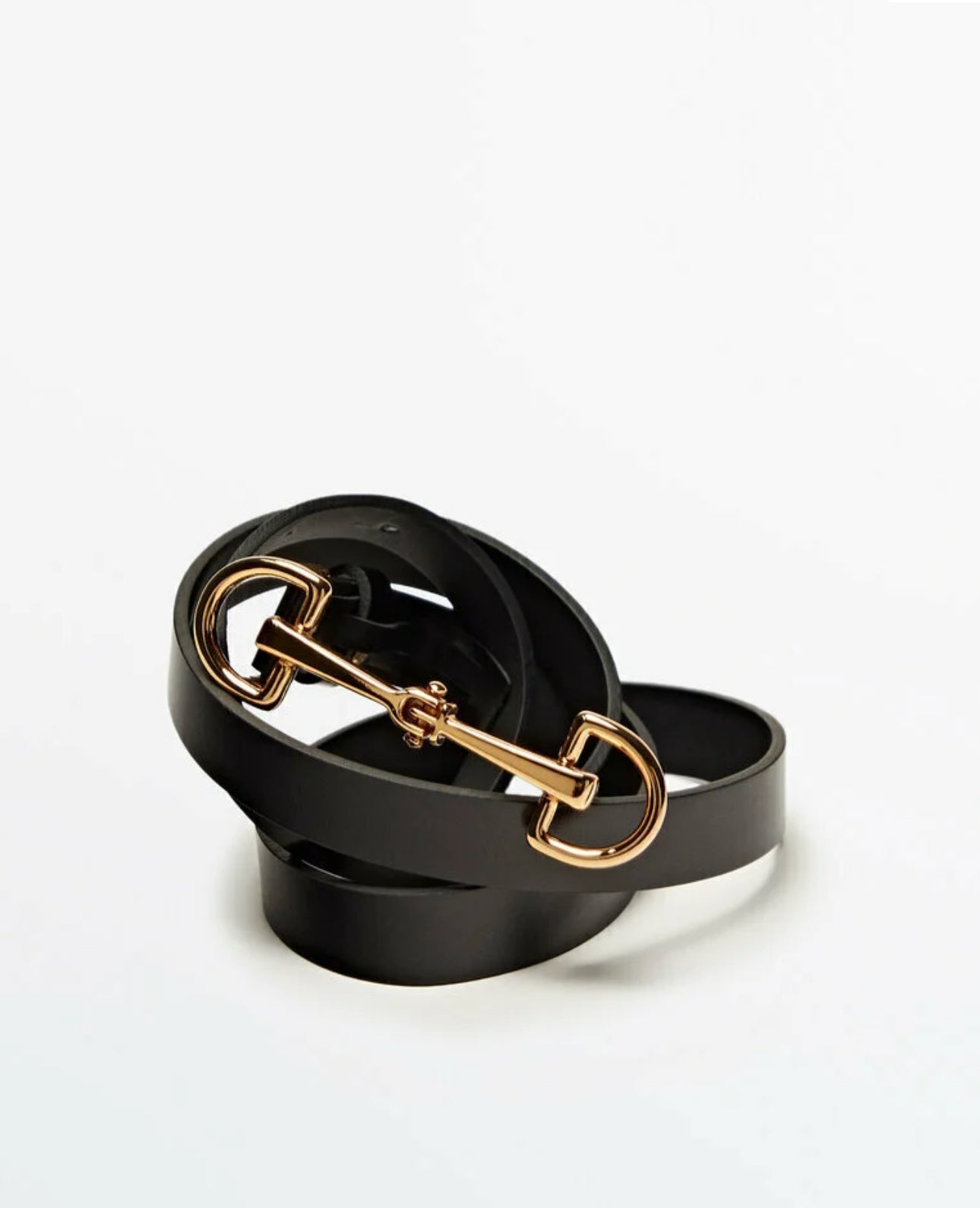 Black Thin Belt with double long buckle