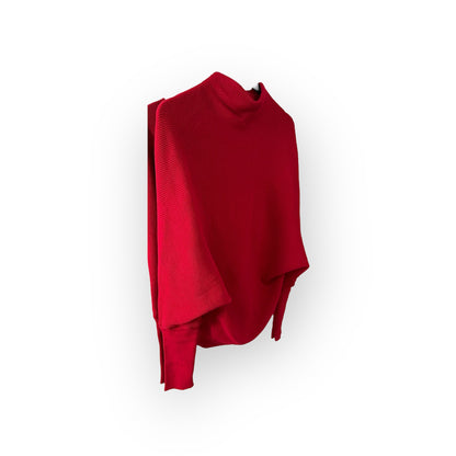 Batwing sleeve, knit sweater, solid color - Wine red