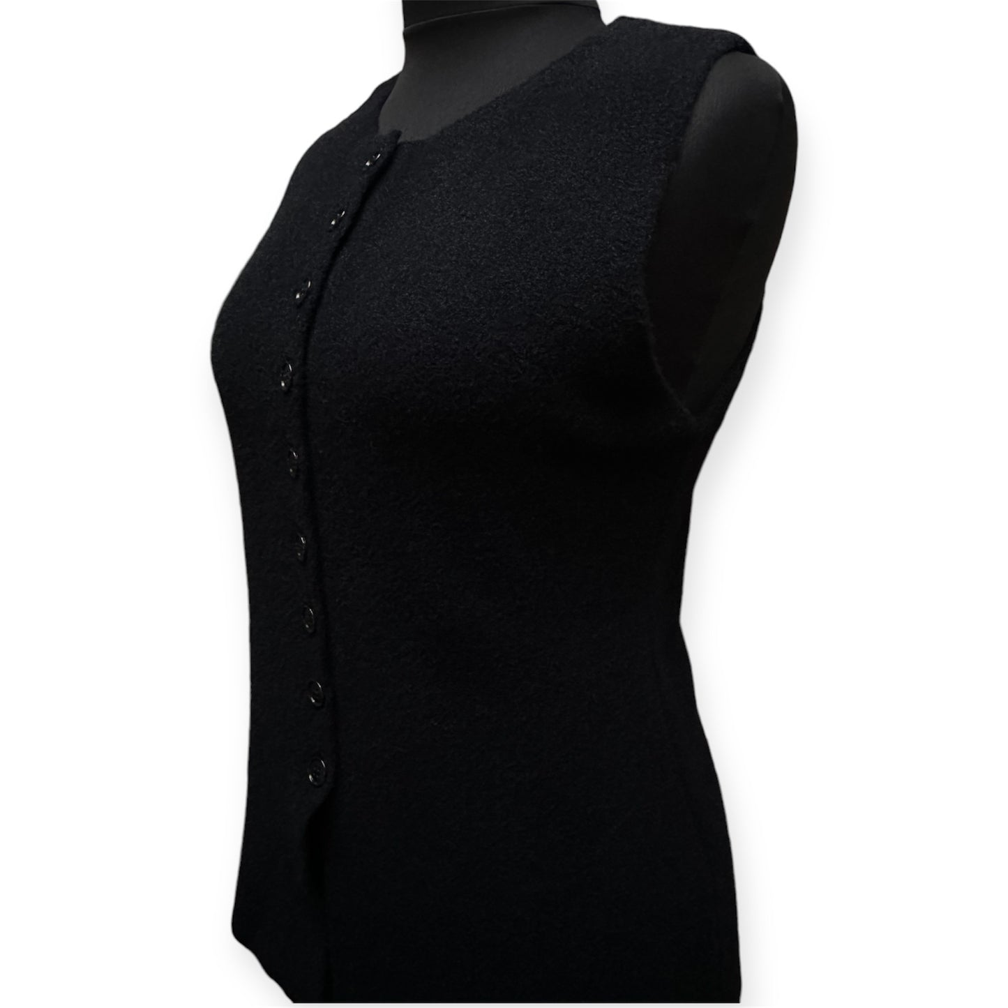 Ravi Sweater Vest,Sleeveles Front Button, tank top - Black