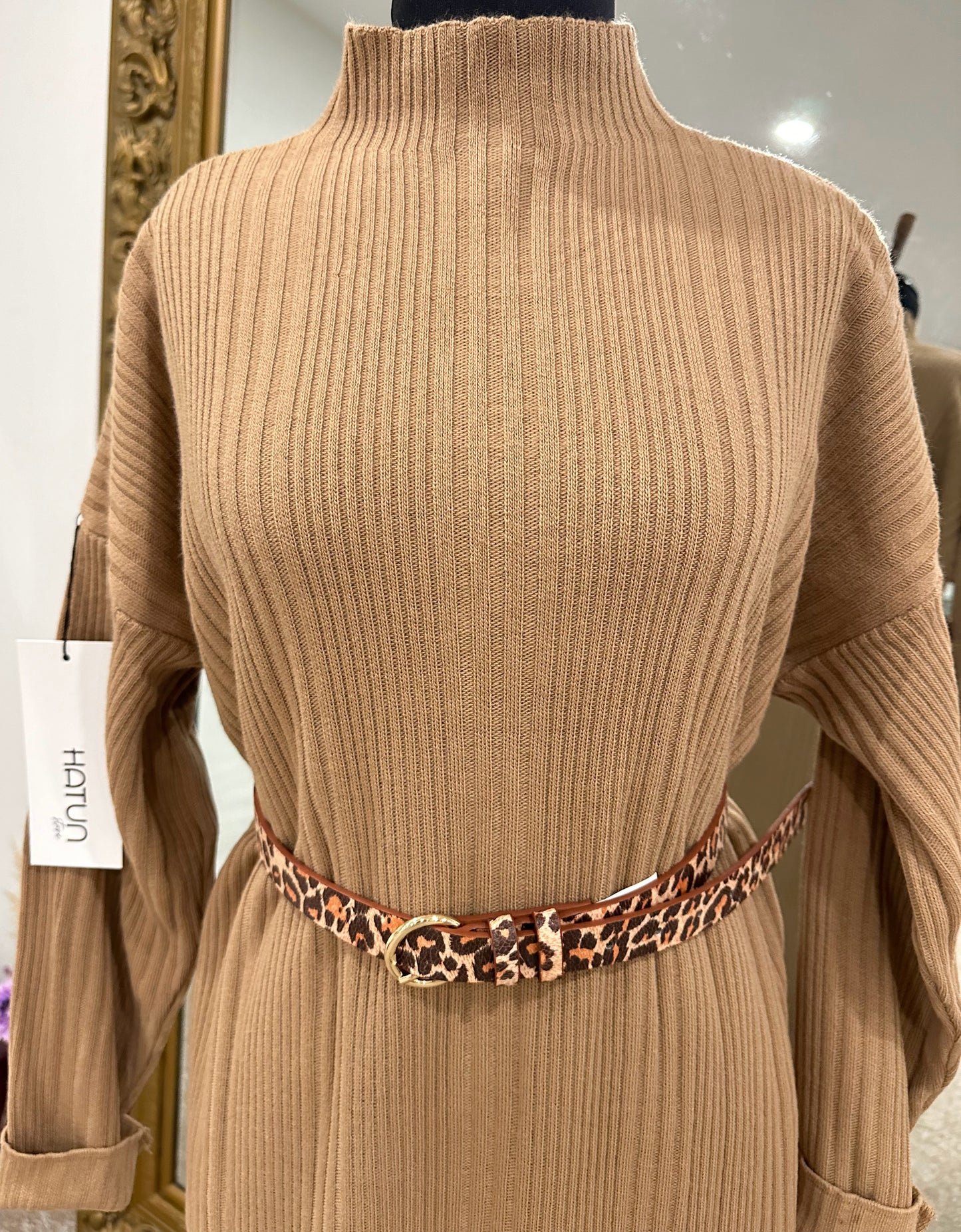 Stylish knitwear dress ~ Beige