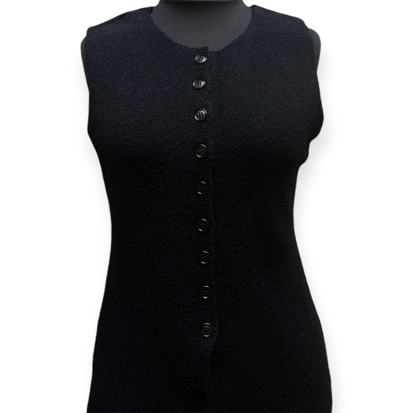 Ravi Knit Vest, Voorkant Knoop,  - Zwart