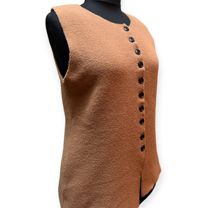 Ravi Sweater Vest,Sleeveles Front Button, tank top - Bronze/ Vizon