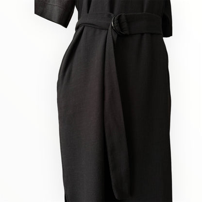 Allura Belted Black Maxi Dress with Pocket