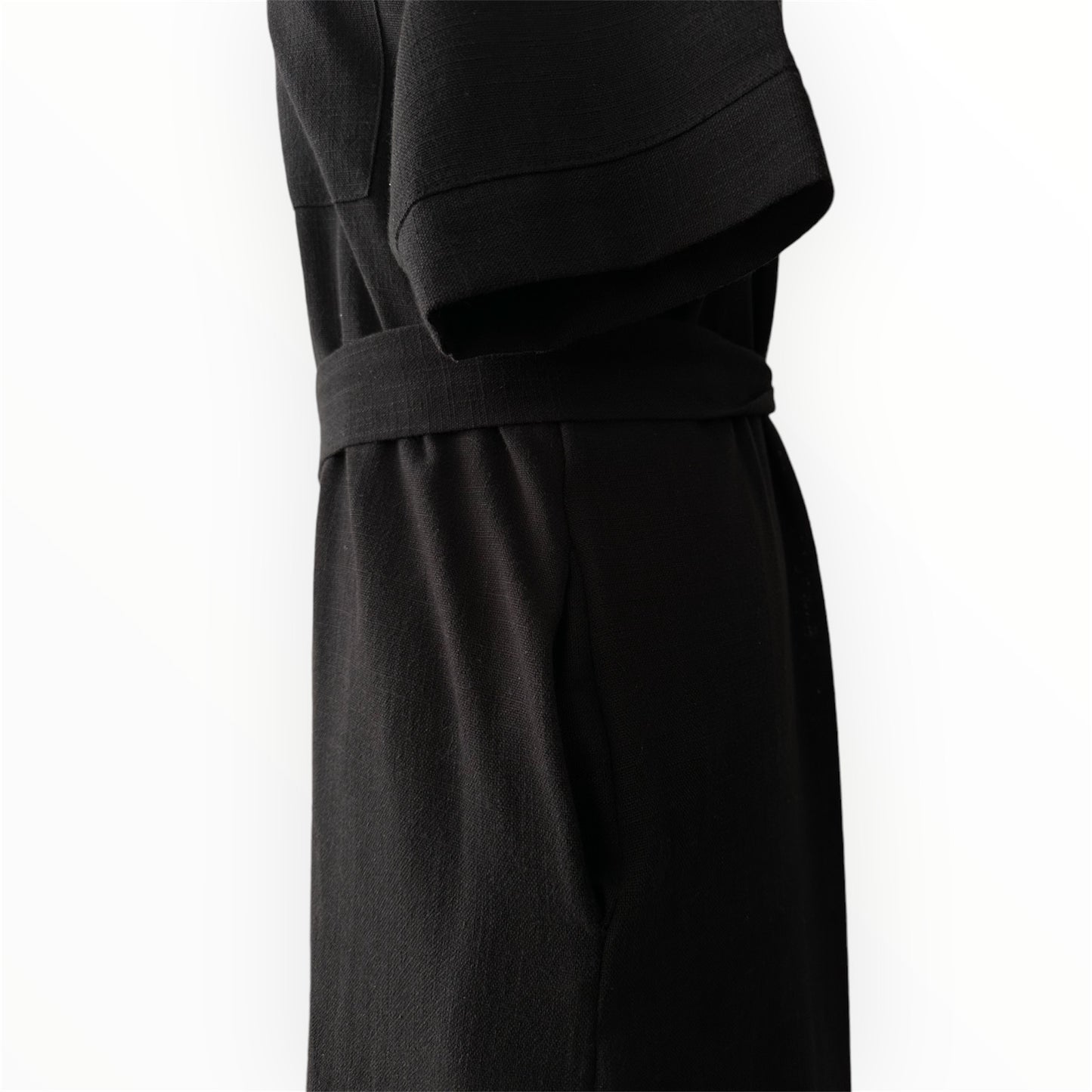 Allura Belted Black Maxi Dress with Pocket