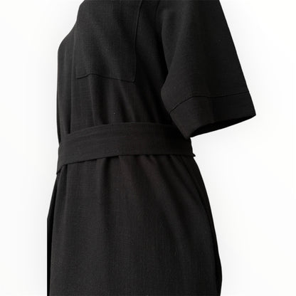 Allura Belted Black Maxi Dress with Pocket