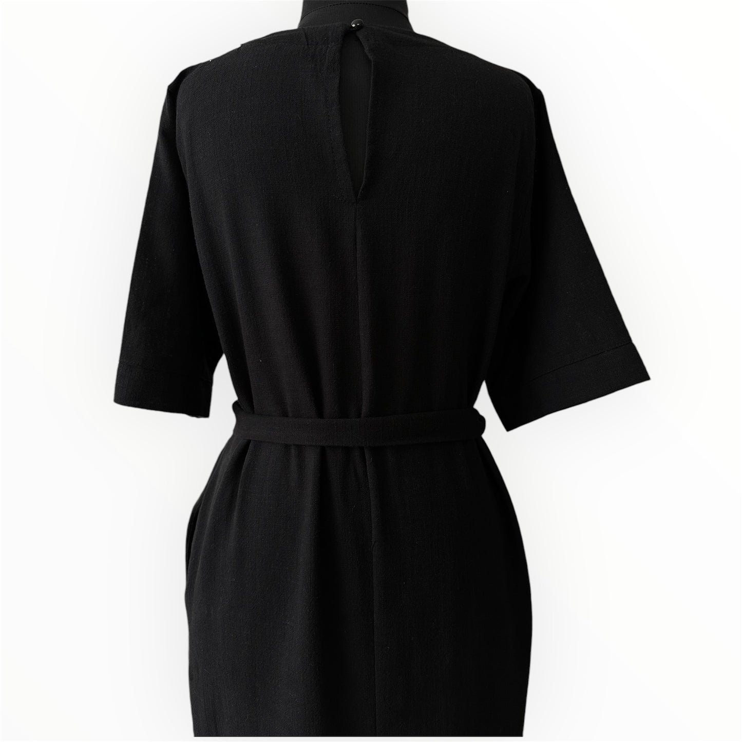 Allura Belted Black Maxi Dress with Pocket